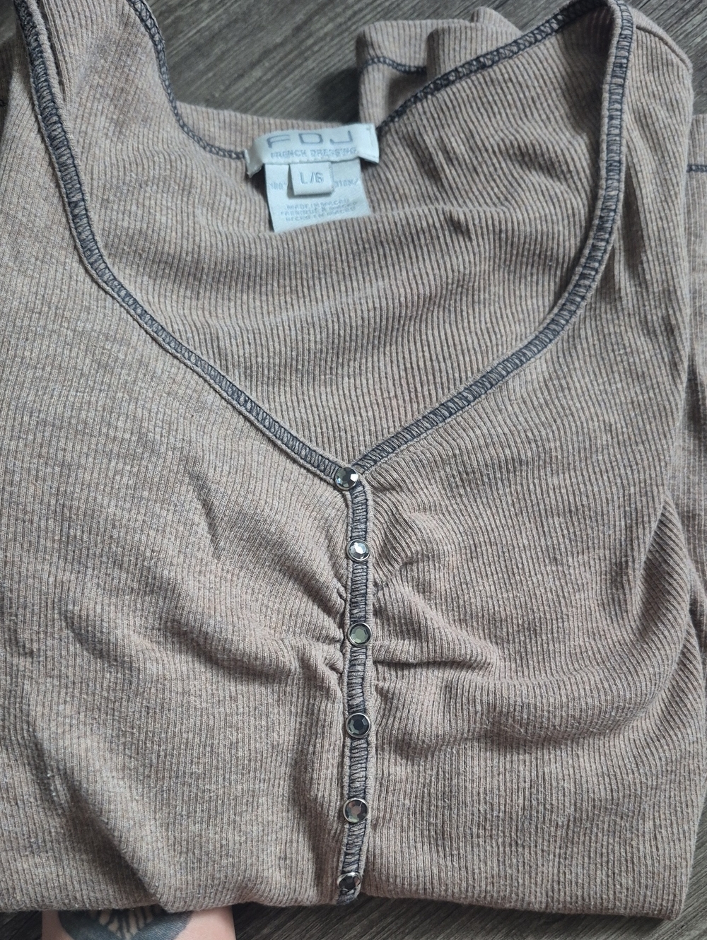 French Dressing 100% Cotton Gem Button Henley